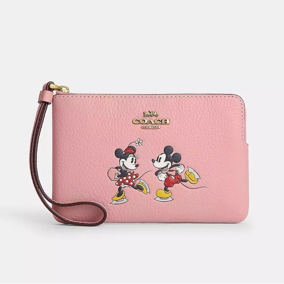 Disney X Coach Corner Zip Wristlet With Ice Skate Motif CN026 Light Brush Multi - Picture 1 of 9